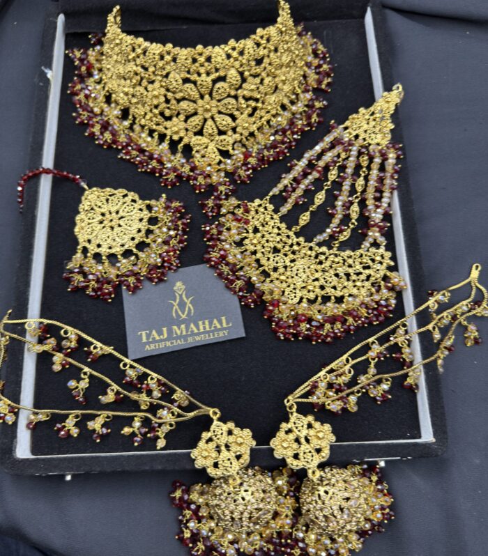 Gold Plated Colar Set Just Like Gold Weightless Jewelry Necklace Jhumka Tikka or Jhumar